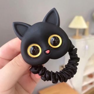 Elastic de păr cu o pisică - neagră