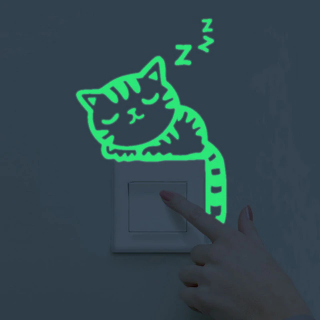 Autocolant luminos pentru întrerupător - pisică