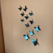 Oglindă decorativă sub formă de fluturi 12 buc - albastru